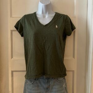 Polo Ralph Lauren V-Neck Women’s Top in olive green size S